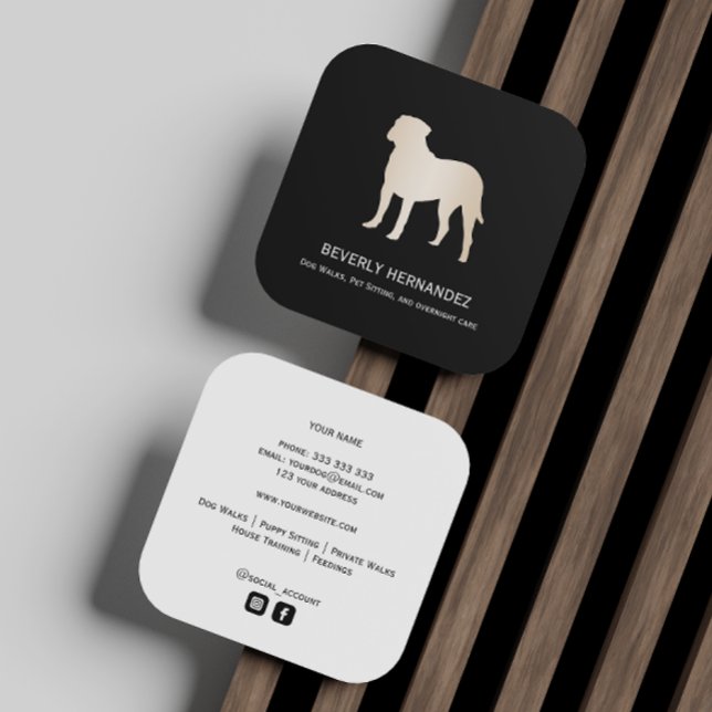 Gold Bullmastiff Dog Walker Trainer Puppy sitting Square Business Card (Creator Uploaded)