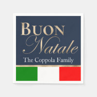 Gold Buon Natale Italian Flag Navy Blue Christmas
