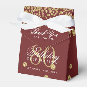 Gold Burgundy 80th Birthday Thank You Confetti Favour Box