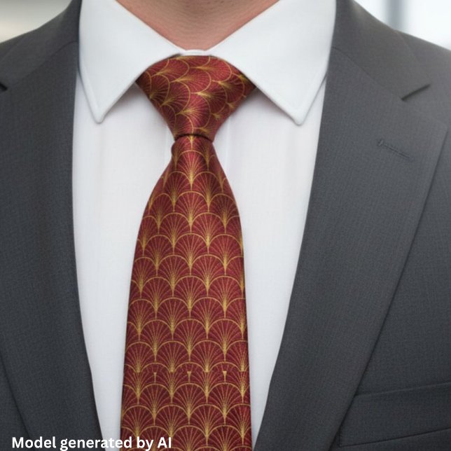Gold Burgundy Art Deco Pattern Tie (Creator Uploaded)
