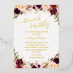 Gold Burgundy Blush Floral Bridal Shower
