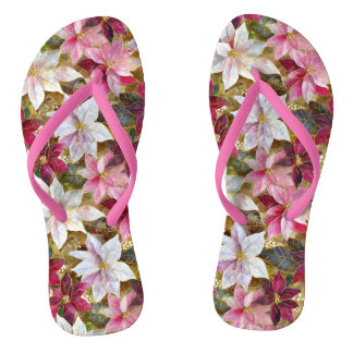 Gold Burgundy Bronze Pink Red White Poinsettia Thongs