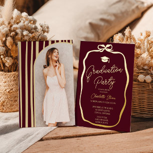 Gold Burgundy  Coquette Bow photo graduation