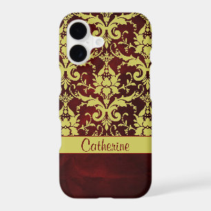 Gold Burgundy Damask Personalised