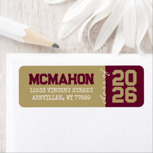 Gold & Burgundy Graduation Return Address Labels
