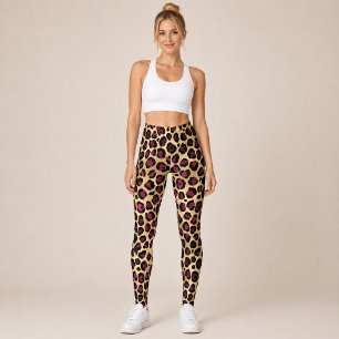 Gold Burgundy Leopard Leggings