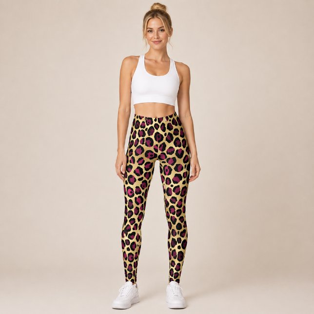 Gold Burgundy Leopard Leggings (Creator Uploaded)