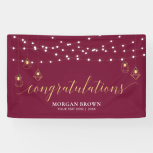 Gold & Burgundy Modern Congratulations Banner