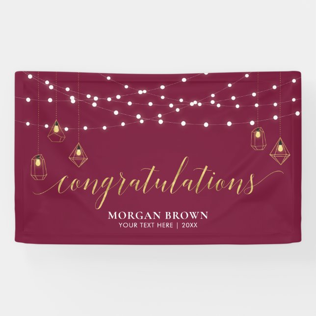 Gold & Burgundy Modern Congratulations Banner (Horizontal)