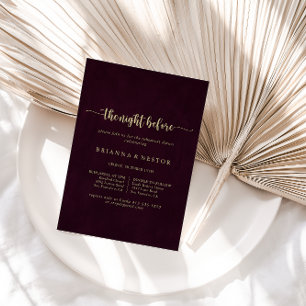 Gold Burgundy Night Before Rehearsal Dinner  Invitation