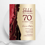 Gold Burgundy Red Agate Surprise 70th Birthday Invitation<br><div class="desc">Dark burgundy red and gold agate surprise 70th birthday party invitation. Elegant modern design featuring watercolor agate marble geode background,  faux glitter gold and typography script font. Trendy invite card perfect for a stylish women's bday celebration. Printed Zazzle invitations or instant download digital printable template.</div>