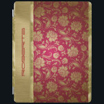 Gold & Burgundy Red Floral Damasks iPad Smart Cover<br><div class="desc">Elegant monogram gold and burgundy red floral damasks with metallic gold accents.</div>