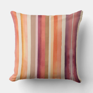 Gold, burgundy, red, orange and purple stripes 2 cushion