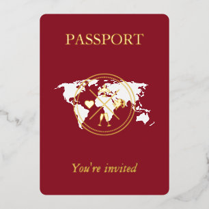 Gold & Burgundy Red Passport Unique Wedding Photo
