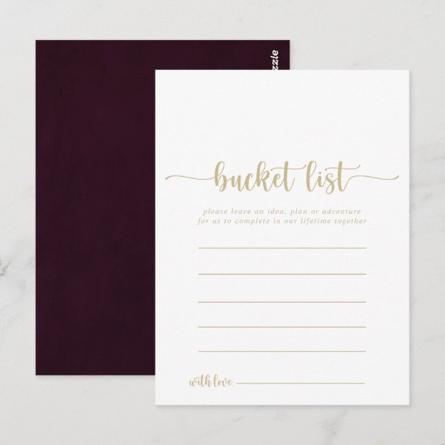 Gold Burgundy Simple Bucket List Cards (Front/Back)