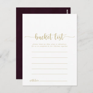 Gold Burgundy Simple Bucket List Cards