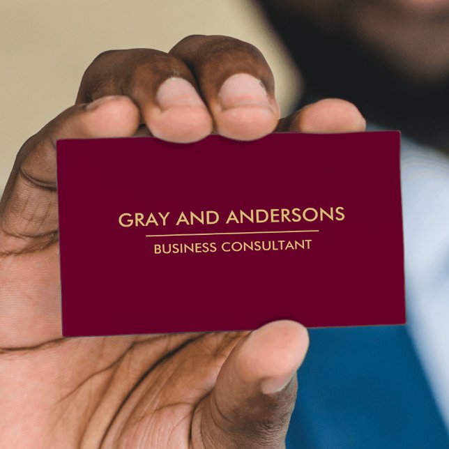 GOLD BURGUNDY SIMPLE MINIMAL PROFESSIONAL CLEAN BUSINESS CARD (Creator Uploaded)