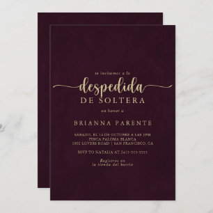 Gold Burgundy Spanish Bridal Shower   Invitation
