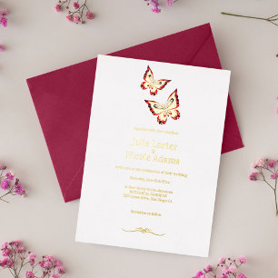 Gold Burnt Orange Butterfly Wedding
