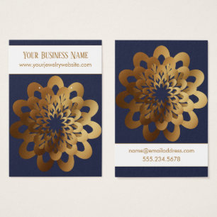 Gold Burst Flower Navy Blue Earring Holder Display