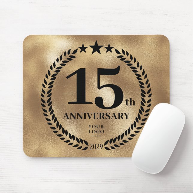 Gold Business 15th Anniversary Commemorative  Mouse Pad (With Mouse)
