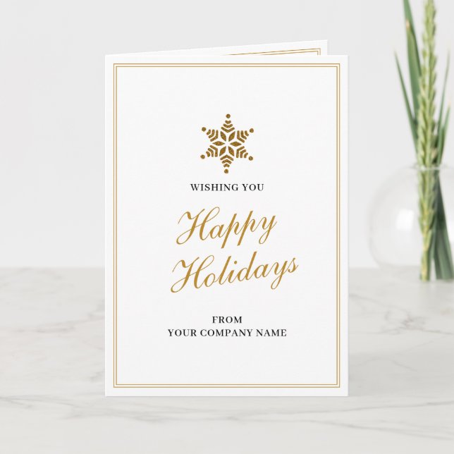 Gold Business Christmas Clients Customer Employees Holiday Card (Front)
