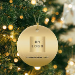 Gold business company logo Christmas Ceramic Ornament<br><div class="desc">A faux gold looking background.  Personalise and add your business,  company logo and a text.  If you want the it without text,  use your back-space key to delete.</div>