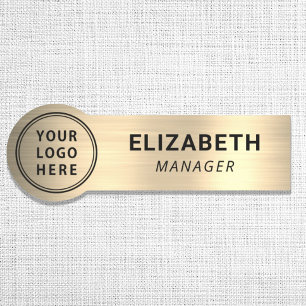 Gold Business Company Logo Name Tag