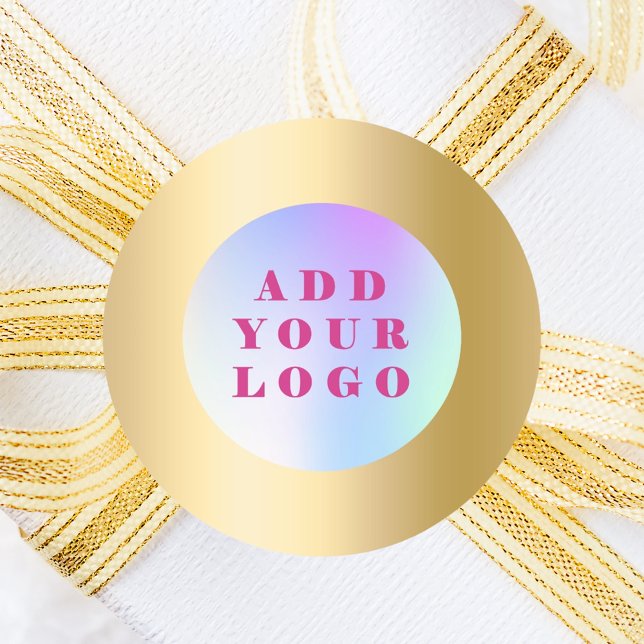 Gold business logo classic round sticker (Creator Uploaded)
