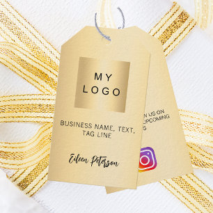 Gold business logo QR Instagram hang tag