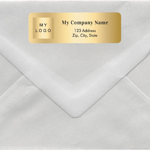 Gold business logo return address label