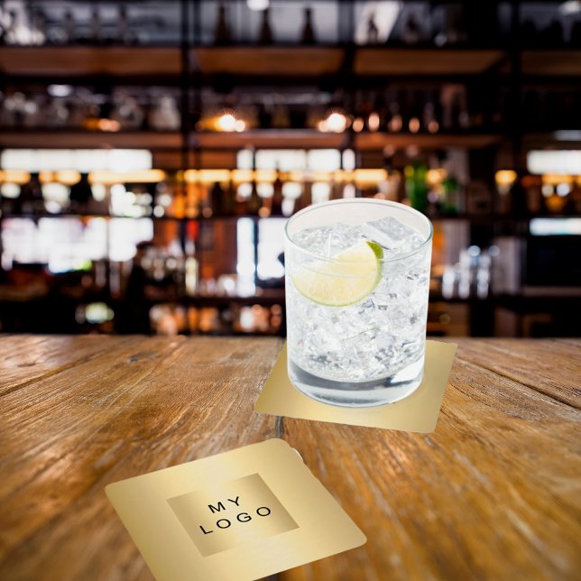 Gold business logo square paper coaster (Creator Uploaded)