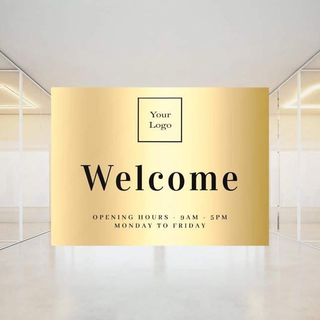 Gold business logo welcome opening hours (Creator Uploaded)