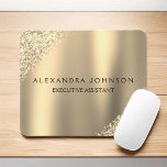 Gold Business Professional Sparkle Glitter Mouse Pad<br><div class="desc">Gold Glitter Faux Sparkle Glitter Metallic Foil Minimalist Business Mouse Pad with black lettered typography for the monogram. The Girly Business Supplies can be customised with your name. Please contact the designer for customised matching items.</div>