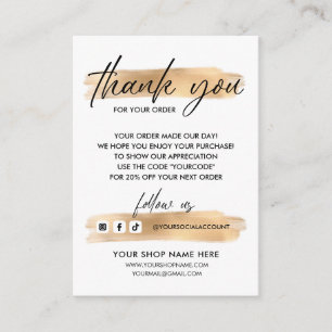 Gold Business THANK YOU HAND LETTERED AND LOGO v3 Enclosure Card