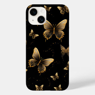 Gold Butterflies Black Case-Mate iPhone 14 Case