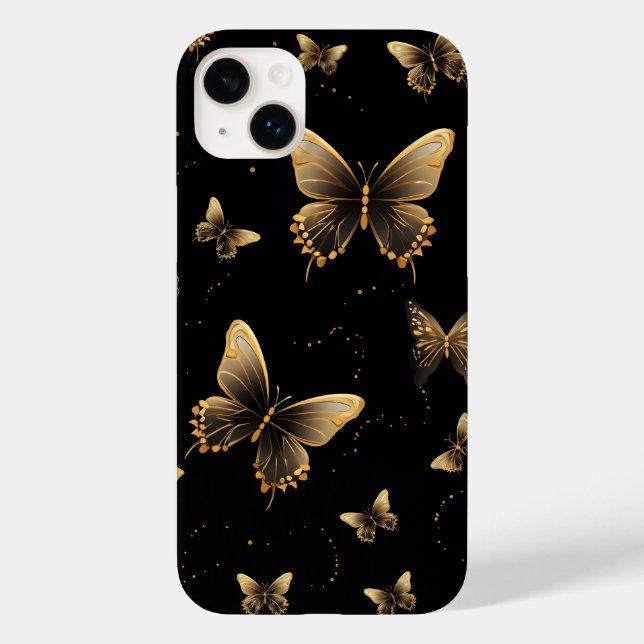 Gold Butterflies Black Case-Mate iPhone Case (Back)