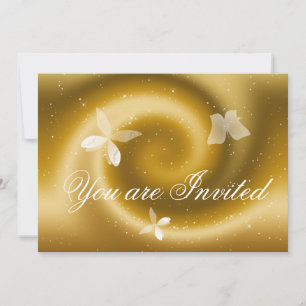 Gold Butterflies Invitation Card