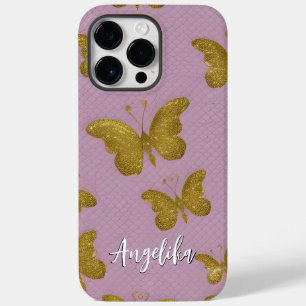 Gold Butterflies Personalised Name Case-Mate iPhone 14 Pro Max Case