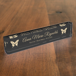 Gold Butterflies Professional Nameplate