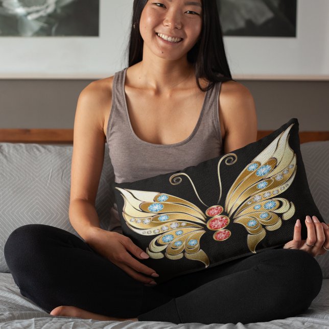 Gold Butterfly Adorned With Gems Decorative Cushion (Creator Uploaded)