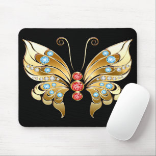 Gold Butterfly Adorned With Gems Mouse Pad