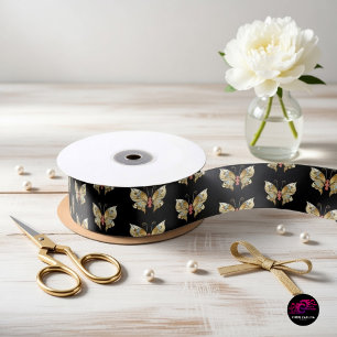 Gold Butterfly Adorned With Gems Satin Ribbon