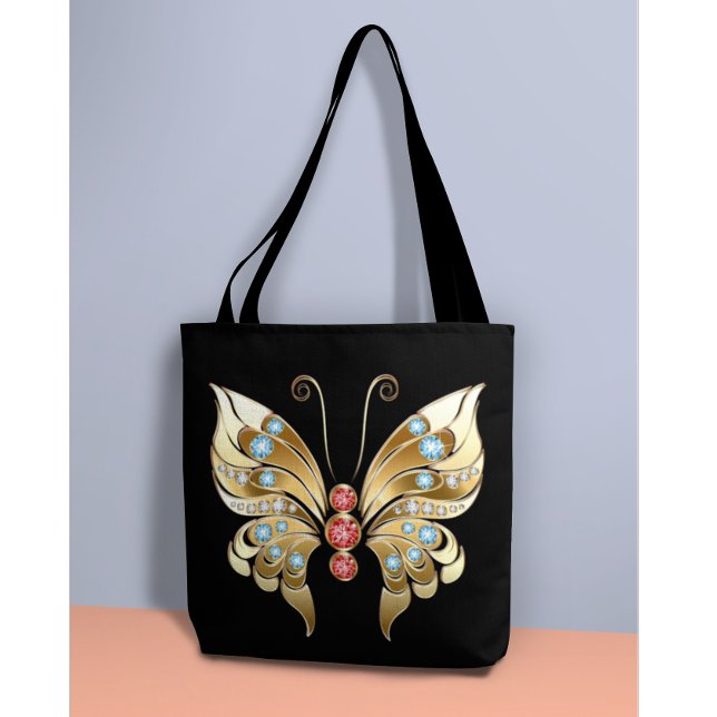 Gold Butterfly Adorned With Gems Tote Bag (Creator Uploaded)