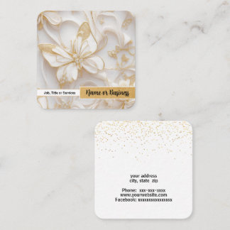 Gold butterfly and satin square business card