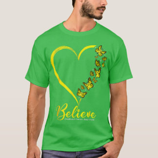 Gold Butterfly Believe Childhood Cancer Awareness  T-Shirt