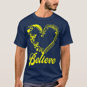 Gold Butterfly Believe Childhood Cancer Awareness  T-Shirt