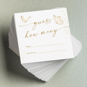 Gold Butterfly Bridal Shower Guess How Many Game Enclosure Card