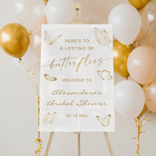 Gold Butterfly Bridal Shower Welcome Acrylic Sign
