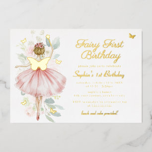 Gold Butterfly Fairy First 1st Birthday